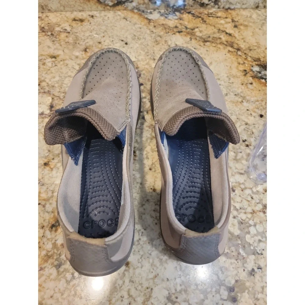 Crocs Linden Loafers Casual Comfort Slip On Shoes Brown Suede Leather Mens 11.5